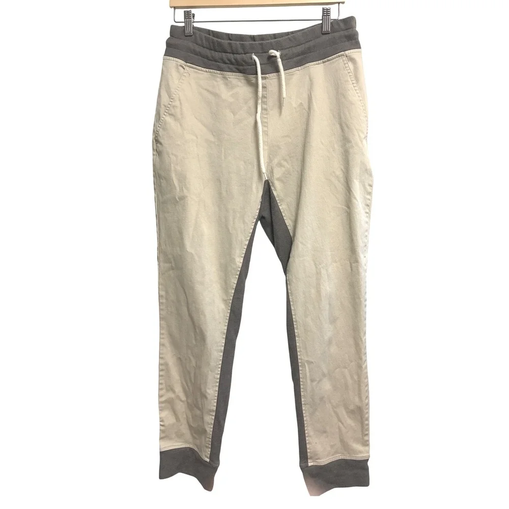 Varley Valley Pant Mocha Cream Colorblock Linen‎ Blend Joggers Large